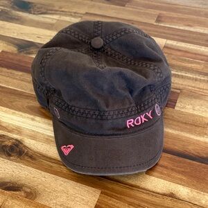 Roxy Dark Brown Cap with Pink Embroidery